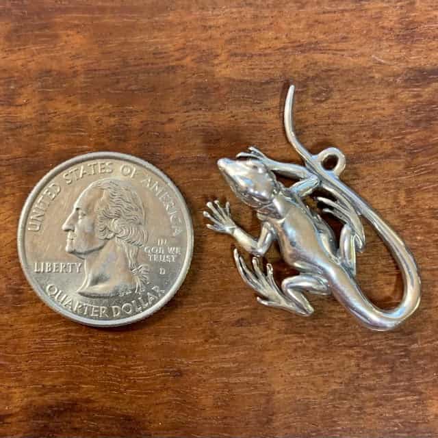 Whiptail Lizard Pendant - Sterling Silver