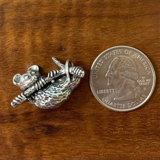Opossum On A Branch Pendant - Sterling Silver