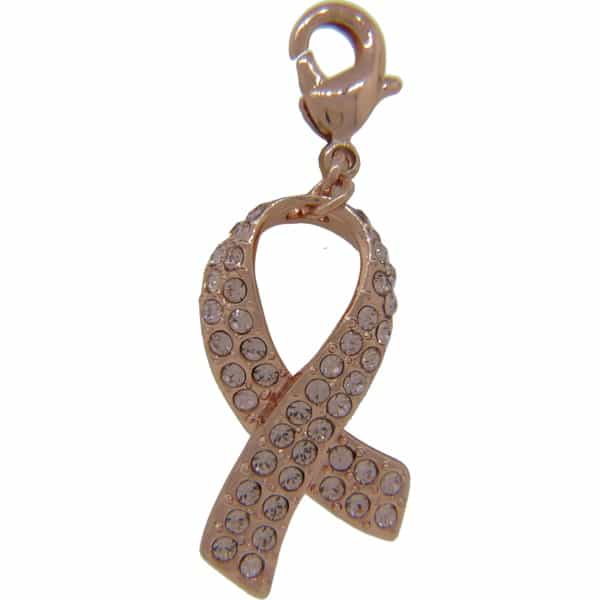 Dreamtime Crystal Breast Cancer Awareness Charm Vintage Rose In Rose Gold