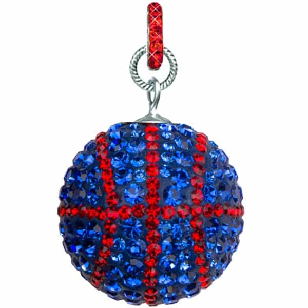 Game Time Bling Large Basketball Pendant (With Ring) - Sapphire/Light Siam