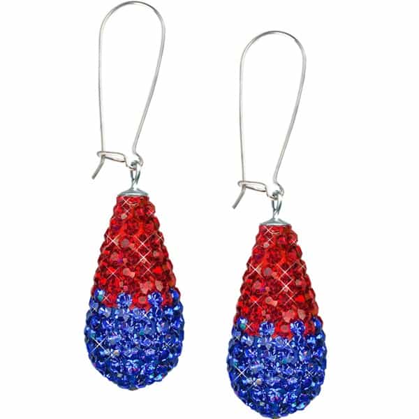 Game Time Bling 11X22mm Teardrop Earrings - Sapphire/Light Siam - Sold By The Pair - Pair