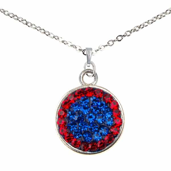 Game Time Bling Circular Dangle Necklace - Sapphire/Light Siam (Periwinkle/Red)