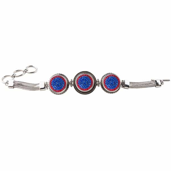 3-Snap Metal Bracelet - Sapphire/Light Siam (Periwinkle/Red)