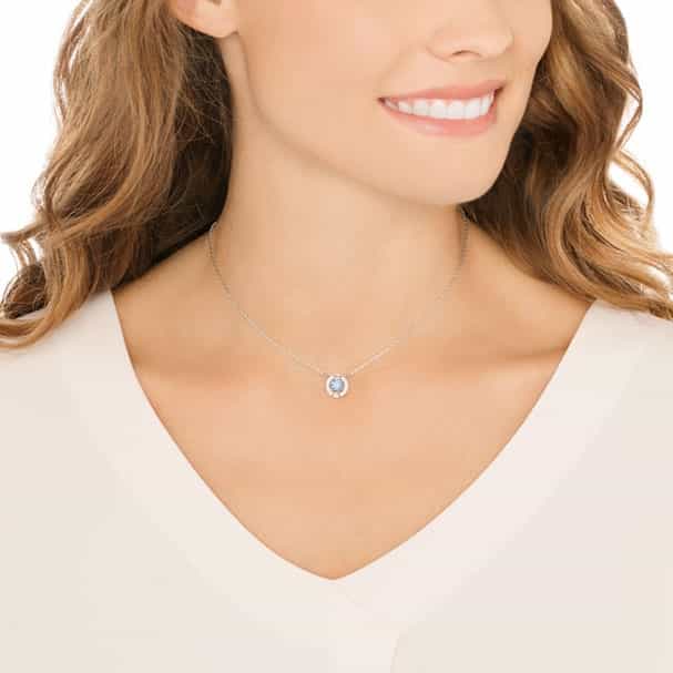 Swarovski Collections - Sparkling Dance Round Necklace, Blue, Rhodium Plating