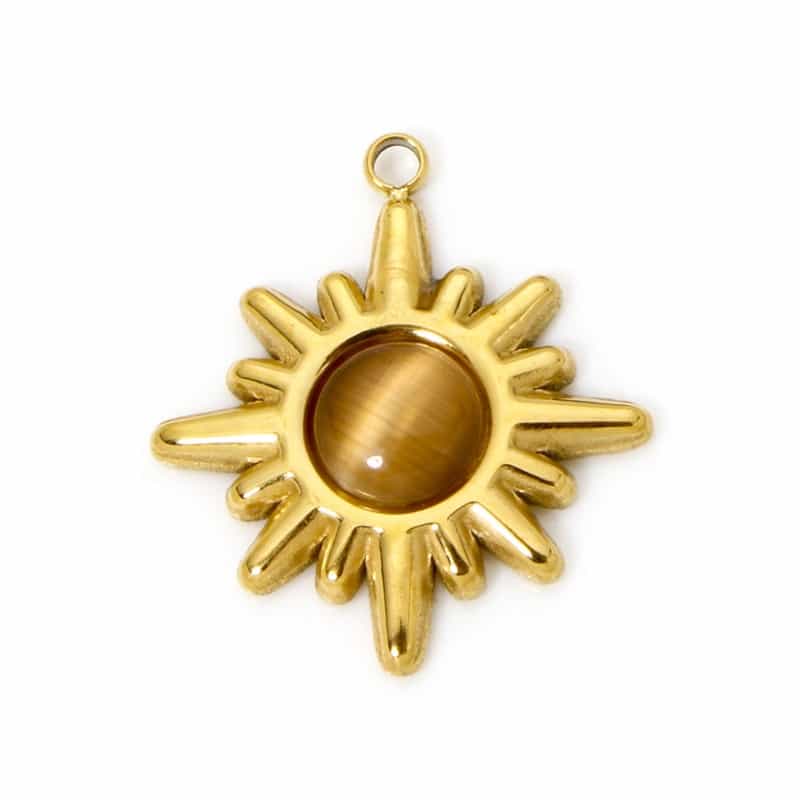 1 Piece Eco-Friendly Pvd Vacuum Plating Waterproof Anti-Tarnish Hypoallergenic 304 Stainless Steel Galaxy Charms 18K Real Gold Plated Coffee Star With Synthetic Gemstone Cabochons 21Mm X 18Mm