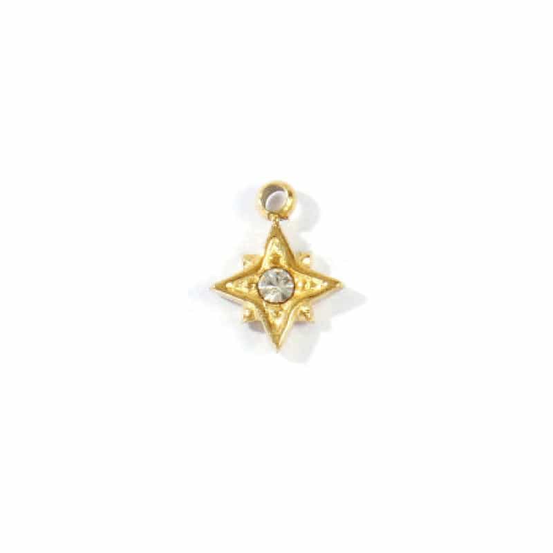 1 Piece Eco-Friendly Pvd 304 Stainless Steel Galaxy Charms K Real Gold Plated Star Mini Clear Cubic Zirconia 8Mm X 6Mm