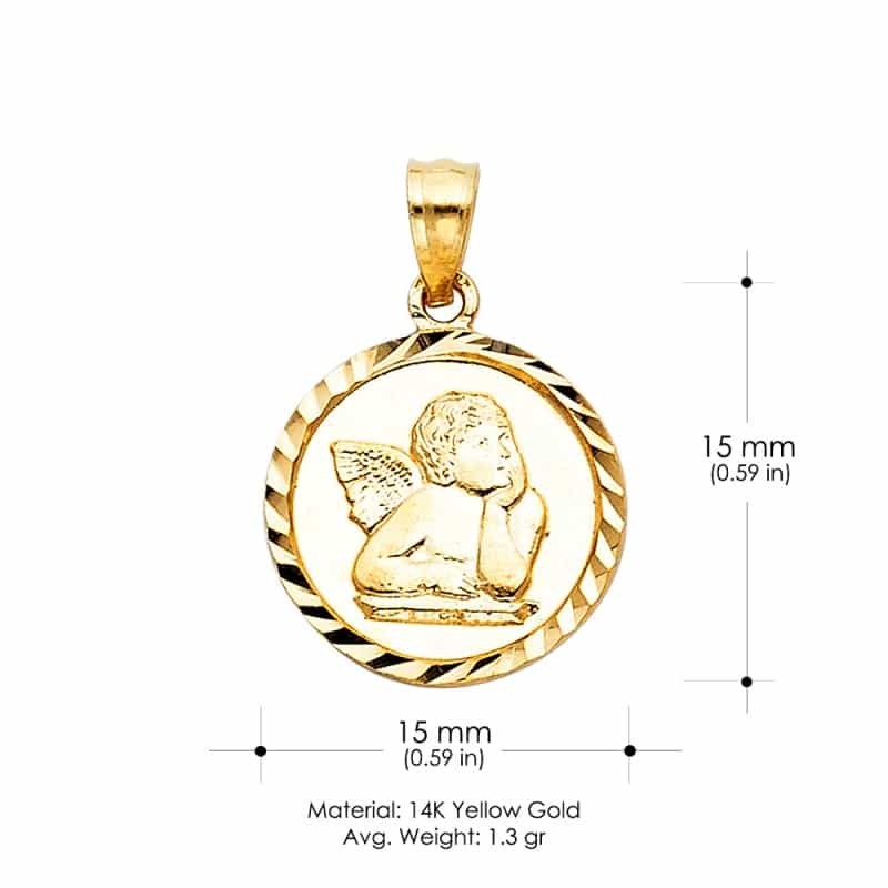 14K Gold Religious Angel Charm Pendant