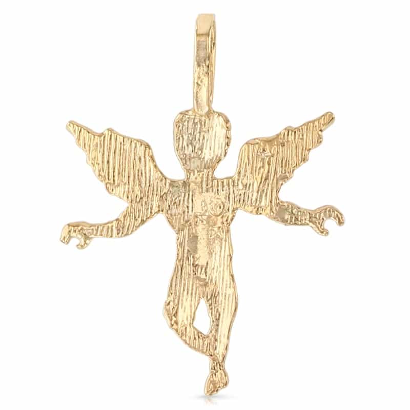 14K Gold Religious Angel Charm Pendant