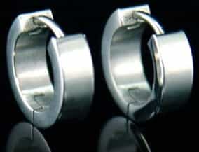 Mens Polished Stainless Steel Huggie Earrings