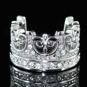 Royal Crown Cross Ring Cubic Zirconia Studs Stainless Steel Mens Ring