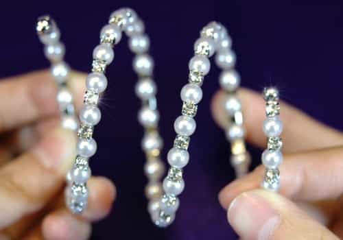 Clear Crystal Faux Pearl Stretchable Bangle / Armlet