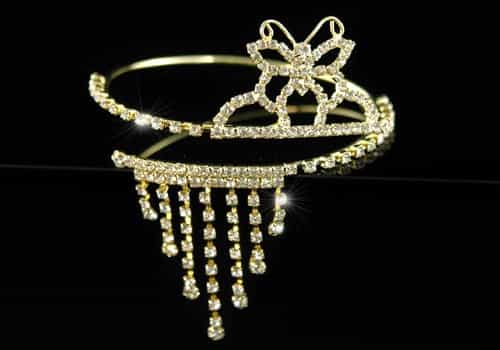 Bridal Butterfly Crystal Gold Upper Arm Bracelet / Armlet