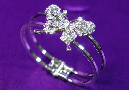 Butterfly Clear Austrian Crystal Cuff Bangle Bracelet