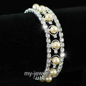 Bridal Wedding Peach Cream Pearl Bracelet