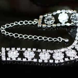 Bridal Wedding Silver Flower Crystal Bracelet
