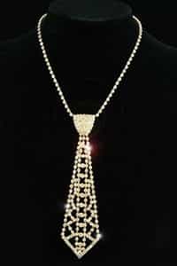 Bridal Prom Crystal Rhinestone Gold Necktie Necklace