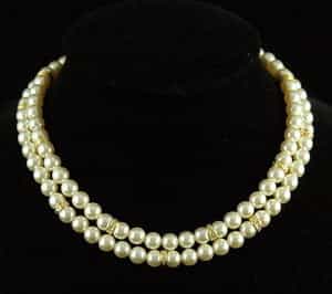 Bridal Wedding 2 Strings Cream Shell Pearl Necklace