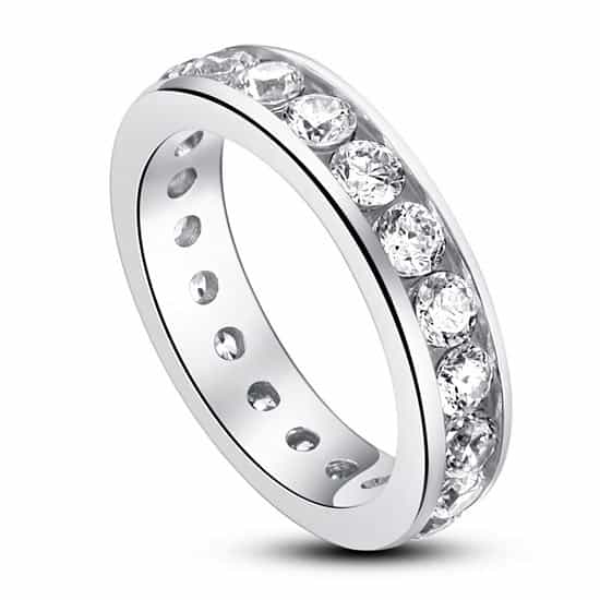 Channel Setting Simulated Diamond 925 Sterling Silver Eternity Band Wedding Anniversary Ring Xfr8004