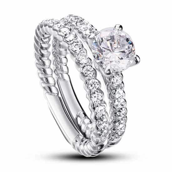 Simulated Diamond 925 Sterling Silver 2-Pcs Wedding Engagement Ring Set Xfr8010