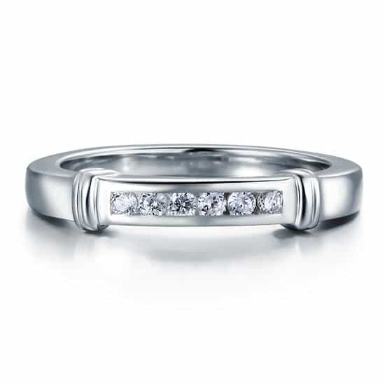 Simulated Diamond Solid Sterling 925 Silver Wedding Ring Xfr8044
