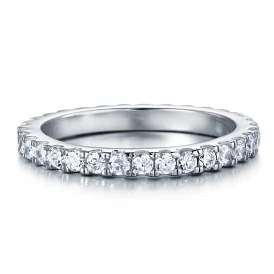 Eternity Ring Simulated Diamond Solid Sterling 925 Silver Wedding Band Xfr8045