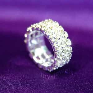 3 Row Stretch Bridal Wedding Fashion Rhinestone Ring