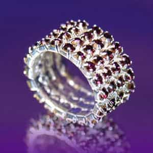 4 Row Purple Stretch Bridal Fashion Rhinestone Ring