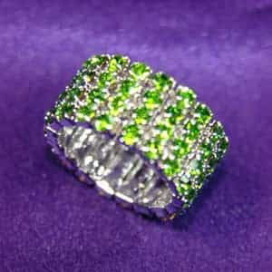 4 Row Green Stretch Bridal Fashion Rhinestone Ring