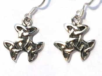 Sterling Silver Celtic Tricep Symbol Riddle Knot Earrings