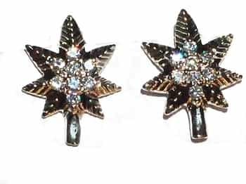 Sterling Silver Bud Leaf With 16 Cz Post Stud Earrings
