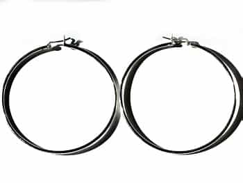 Sterling Silver Italian Pin Catch 2 Inch Hoop Earrings