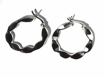 Sterling Silver Twisted Wavy Ribbon Hoop Earrings