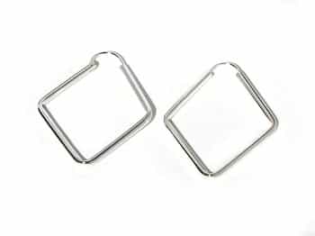 Sterling Silver Diamond Shaped Rhombus Hoop Earrings