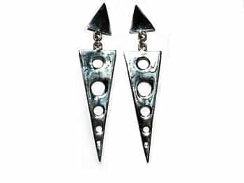 Sterling Silver Long Triangle Geometric Earrings