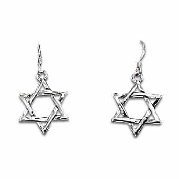 Sterling Silver 6 Point Star Of David Dangle Earrings