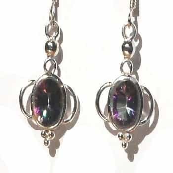 Sterling Silver Rainbow Mystic Quartz Earrings