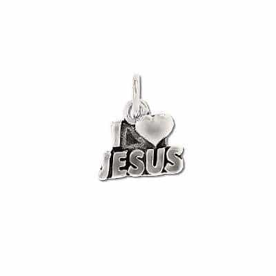 Sterling Silver 925 I Love Jesus Phrase Charm Pendant