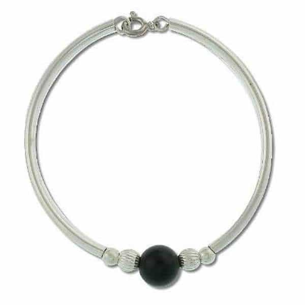 Sterling Silver Hand Made Bracelet With Black Onyx Bead