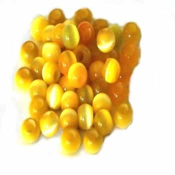 Yellow Cats Eye 8 Mm Beads Sold By The Dozen