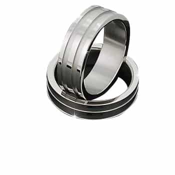 Men's 316L Stainless Steel 2 Ribbed Linear Ring