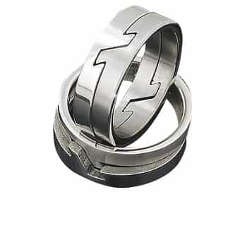 Men's 316L Stainless Steel Interlocking Jigsaw Puzzle 8 Mm Band Ring