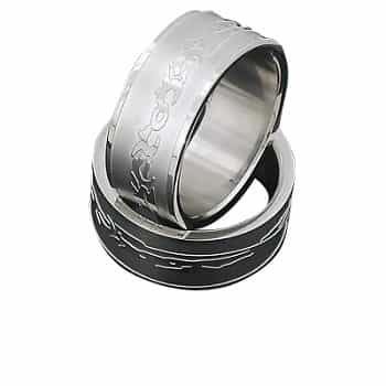 Men's 316L Stainless Steel Tribal Engraved 10 Mm Band Ring