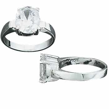 Sterling Silver Oval Cz Cubic Zirconia 4-Prong Solitaire Ring