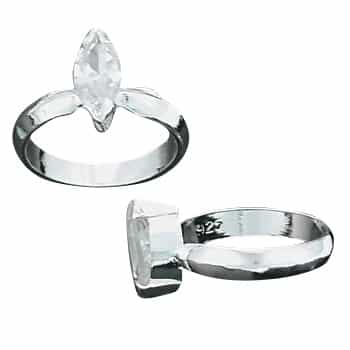 Sterling Silver Marquise-Cut Cz Cubic Zirconia Solitaire Ring
