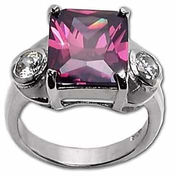 Sterling Silver Emerald Purple And Clear Cz Cubic Zirconia