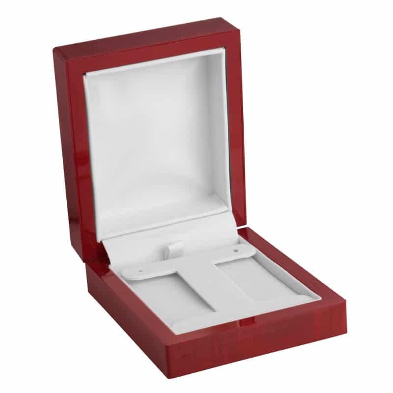 Rosewood Look French Clip Box With White Leatherette Interior