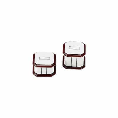 Set Of 2 Leatherette And Wooden Ring Displays - Rosewood/White