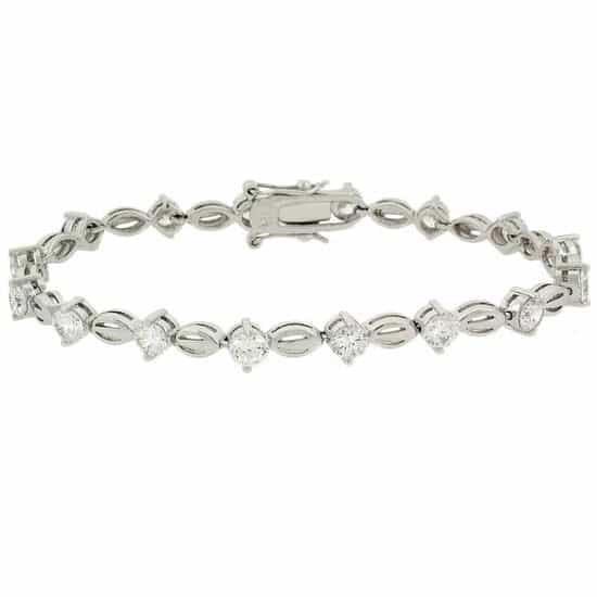 Sterling Silver Cz Oval Link Bracelet
