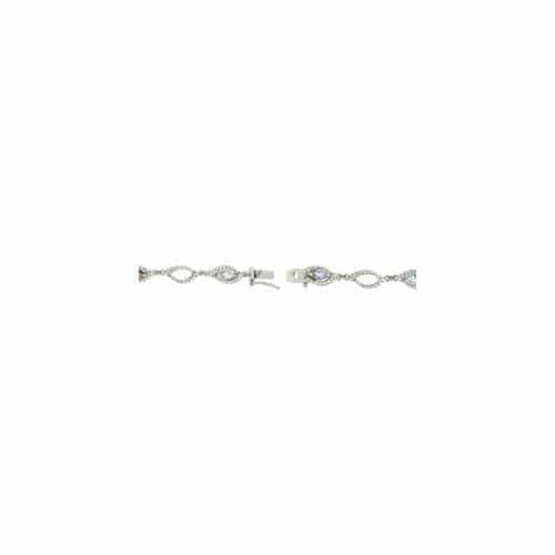 Sterling Silver Multi Gemstone & Diamond Accent Marquise Link Bracelet