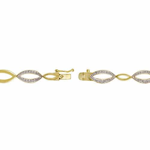 18K Gold Over Sterling Silver Diamond Accent Marquise Link Bracelet